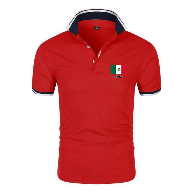 2026 Mexico Flag Summer New Men's Football Team Print Six-color Polo Shirt Casual Regular Fashion Lapel Tops Short Sleeve
