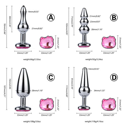 1PCS， Anal Sex Toys Small Crystal Cat Face Kitty Jewel Anal Butt Plug Prostate Massager Anal G-Spot Stimulation