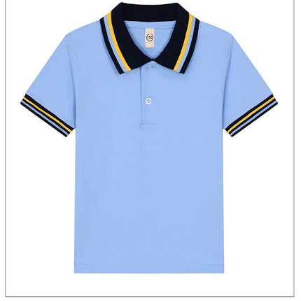 2025 White T-shirt, Children's Polo Shirt, Short Sleeve, All Cotton, Boys and Girls' Collar, White School Uniform, Eton Same Col