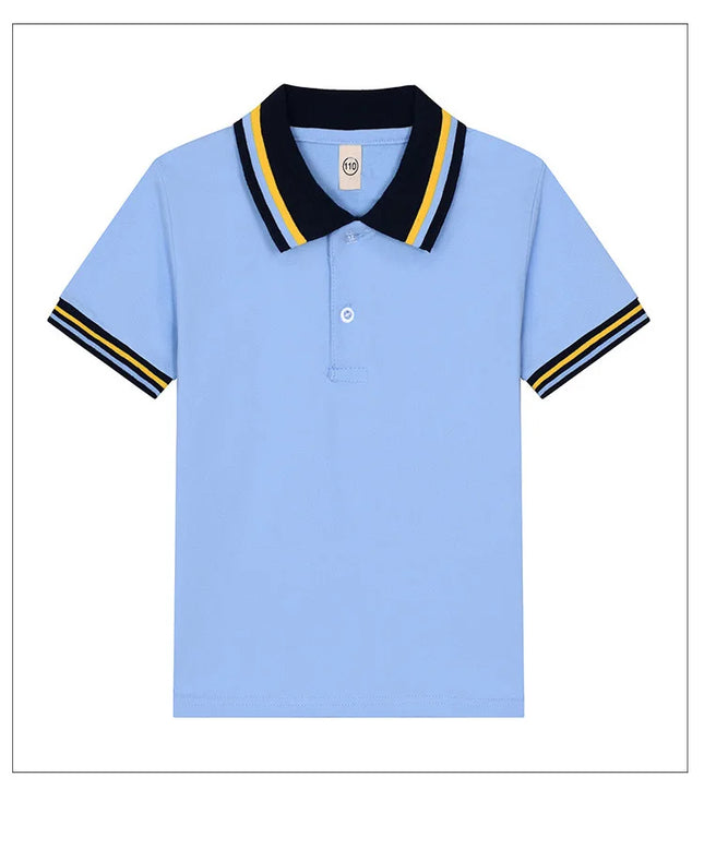 2025 White T-shirt, Children's Polo Shirt, Short Sleeve, All Cotton, Boys and Girls' Collar, White School Uniform, Eton Same Col