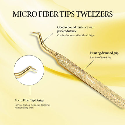 Merrdear Anti-Static Eyelash Tweezers Professional High Precision Volume Extension Stainless Steel Anti-slip Makeup Tool