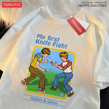 My First Knife Fight Hobbies Games Print Tshirts Men Women Soft Short Sleeve Summer Casual Cotton Oversized Loose Street T Shirt
