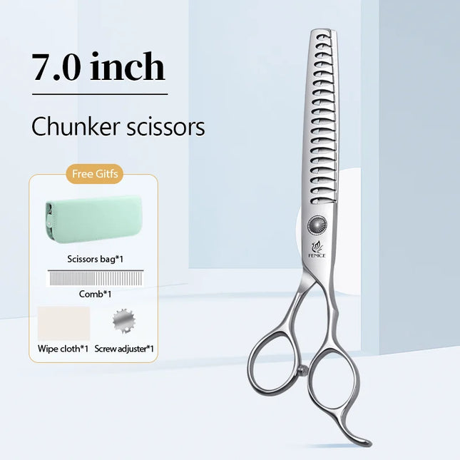 Fenice  Professional Home Pets Grooming Set 6//6.5/7/7.5 Inch Bearing Screw Straight Curved Thinning Chunker Shears for Dogs/Cat