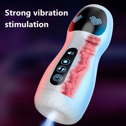 Automatic Male Masturbator Cup Sucking Vibration Blowjob Real Vagina Pocket Pussy Penis Oral Sex Machine Adults Toys For Man 18+