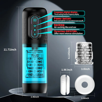 3 IN 1 Automatic Telescopic Male Masturbator Cup Powerful 9 Sucking Thrusting Rotation Modes Masturbation Adult Sex Toy for Men