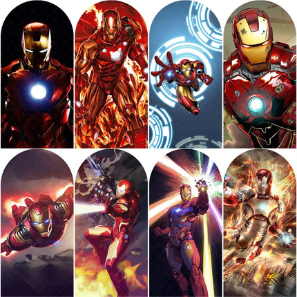 Arched Iron Man children's birthday party gift decoration elastic background props customizable superhero room decoration poster