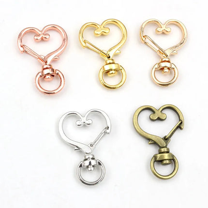 10pcs Cat Heart Snap Hook Trigger Clips Buckles For Keychain Lobster Lobster Clasp Hooks for Key Ring Clasp Jewelry Supplies