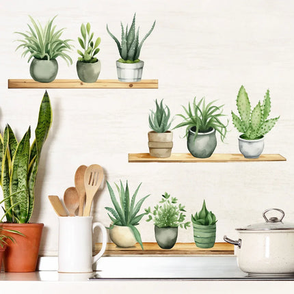 Creative Wall Stickers Potted Plant Decals Self-adhesive Removable Wall Mural DIY Wall Art Home Decoration Accessories