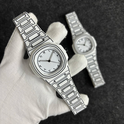 Top-quality luxurious men's sketch quartz watch with Arabic numeral display in 3D comic style