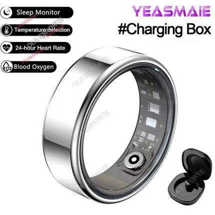 NEW R09 Smart Ring Men Women with Charging Case,Heart Rate Blood Oxygen,Skin Temperature Monitor,5ATM Waterproof For Android iOS