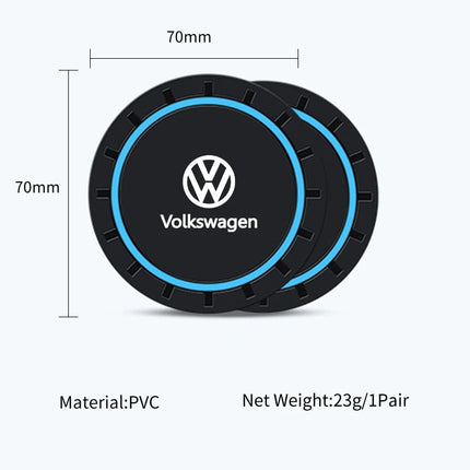 2Pcs Car Silicone Anti-Slip Water Cup Drink Mat Bottle Cup Coaster Mat For VW GTI Polo Golf Passat Scirocco Tiguan Jetta T-ROC