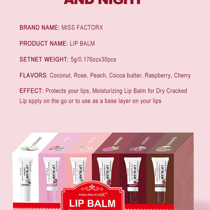 30pcs Lip Balm Set Hydrating and Moisturizing Natural Gloss and Moisturizing Dry Lips Suit Great Gift for Women on Valentine's D
