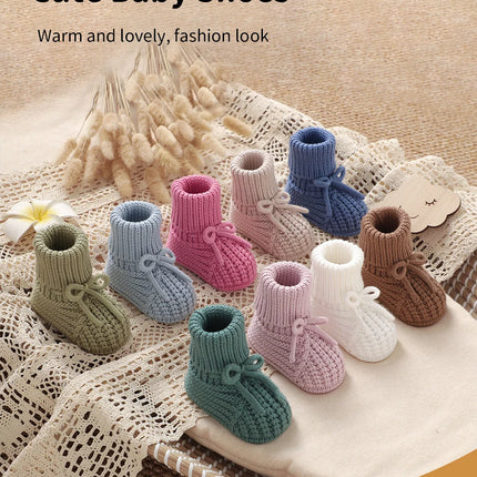 Baby Booties Knitted 0-12m Soft Soled Anti-Slip Newborn Boys Girls First Walkers Shoes Infant Toddler Unisex Sock Boot Kids Crib
