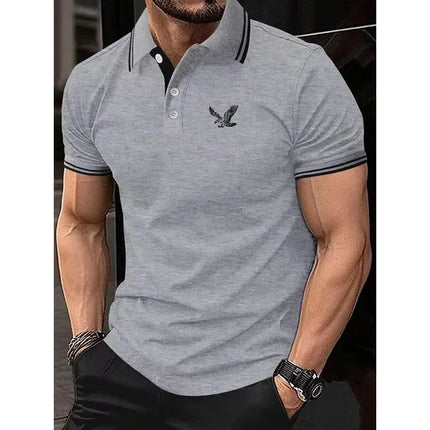 Men's Polo shirt, golf shirt, business Polo collar, classic short-sleeved, basic solid color, patchwork buttons, spring and summ