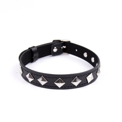 Sexy Leather Punk Rivets Necklace Men Women Couples Bondage Role Play Fetish Collar Flirting Accessory for Gay Party Gift
