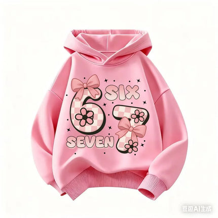 Autumn SIX SEVEN 67 Digit Print Children's Hoodies Boy Girl Casual Fashion Sport Pullover Kid Comfortable Fleece Sweatshirt