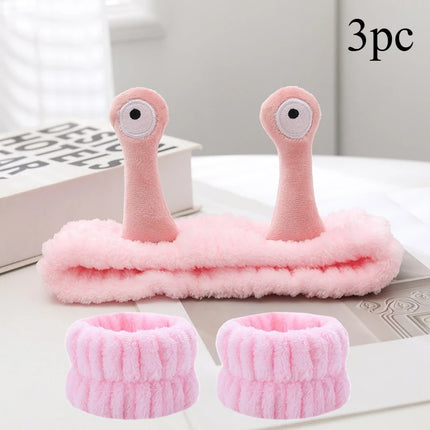 2025 New Cartoon Cross-border Funny Snail Face Wash Headband, Cute Plush Headband Suitable for Women's Face Washing and Makeup