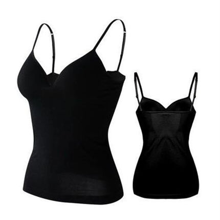 Sexy Women Crop Tops Padded Spaghetti Strap Tank Top Women Built-in Bra Off-Shoulder Camisole Seamless Tank Lingerie Underwear