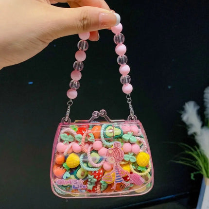 Fashion Cute Cartoon Hair Ropes Sweet High Elastic Rubber Bands Headwear with Handheld Box Bow Hair Ties for Kids