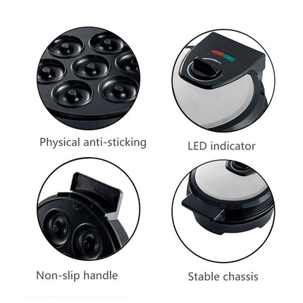 Mini Donut Maker 1000W 7 Holes Aluminum Non Stick Electric Donut Press Machine for Home Breakfast Desserts Snacks