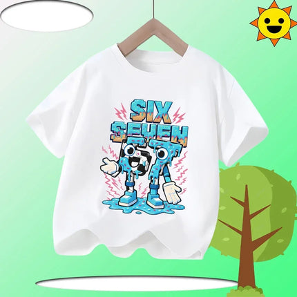 Boys T Shirts 6 To 7 Years T-Shirt 67 Number Print Casual Italian Brainrot Summer Top Suitable for Funny Gift for Casual Attire