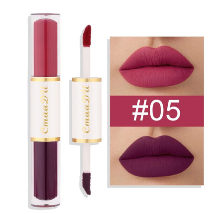 8 Colors Velvet Matte Liquid Lipstick Double-ended Lip Gloss Long-Lasting Waterproof Easy Color Non-stick High Pigment Lipgloss