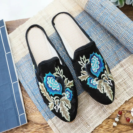 Chinese Style Summer Harajuku Slippers Women Shoes for Women Fashion Casual Vintage Embroidery Ethnic Style Streetwear