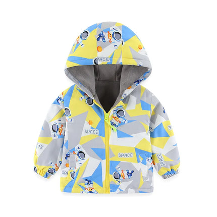 1pcs Spring  Autumn Winter Boys Girls Coats Children Outdoor jackets Kid Warm Thicken Outwear Clothe Hooded Jacket Cotton-padded