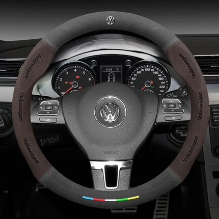 For Volkswagen Passat Golf 5 GTI Beetle Tiguan Touareg Polo T-ROC T-Cross Magotan Jeeta Car Suede Anti-Slip Steering Wheel Cover