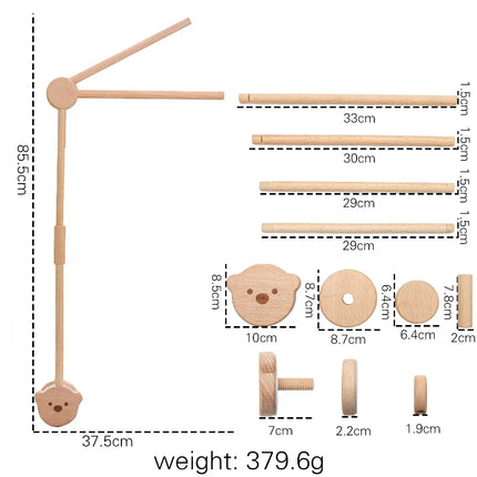 Baby Wooden Bed Bell Cartoon Rabbit Mobile Hanging Rattles Toy Hanger Crib Mobile Bed Bell Wood Toy Holder Arm Bracket Kid Gifts