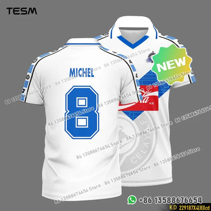 TESM Summer Vintage POLO Shirt Men Stripe Sports V-neck T-shirt Street Trendy Short Sleeve 3D HD Print T-shirt