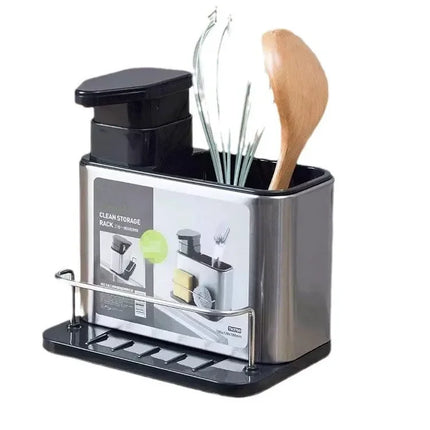 Stainless Steel Kitchen Utensils Holder, Rustproof Anti-slip Cutlery Caddy with Draining Hole, Storage Organizer for Spoons Fork