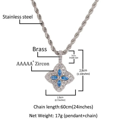 Colorful Flower Zircon Necklace Multi-Color Zirconia Necklace Floral Inifinity Chain Rope Chain Jewelry Jewelry For Women Gifts