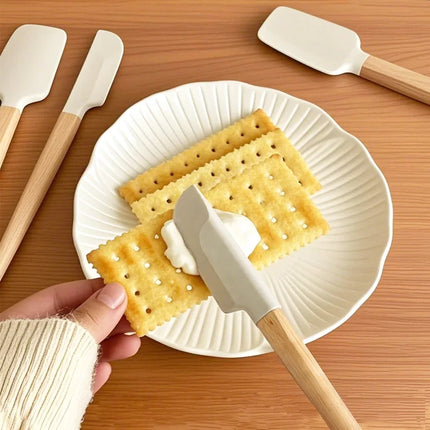 Non-baking Stick Silicone Spatula with Wooden Handle–Cake Icing&Jam Spreader,Cream Butter Cooking Baking Spatula Heat Resistant