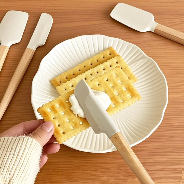 Non-baking Stick Silicone Spatula with Wooden Handle–Cake Icing&Jam Spreader,Cream Butter Cooking Baking Spatula Heat Resistant