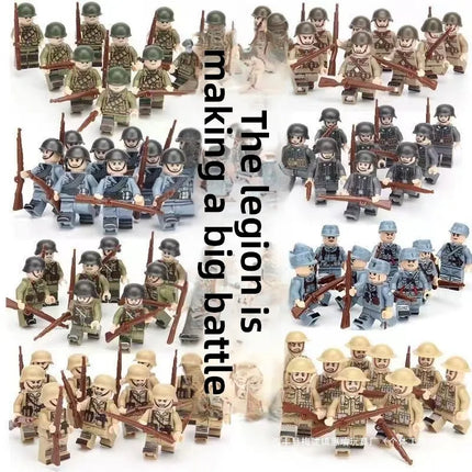 Building blocks World War II soldier figures, marine humanoid dolls educational toys mini figures birthday gifts cartoon figures