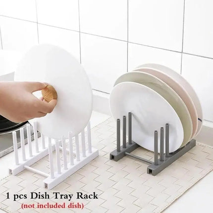Plastic Dish Rack Kitchen Supplies Storage Draining Racks Removable Shelf Plate Pot Lid Rack Household Storage Organizer Gadgets