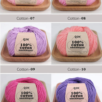 3PCS 100% Organic Cotton Yarn Machine Washable For Adult Baby Sweaters/Gloves/Scarves/Hats Etc. 50 gr (1.76 oz) 125 m (136 yrd)