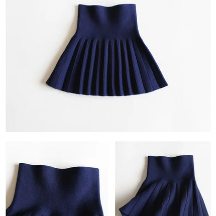 1pc Girls' Knit Skirt, Baby Autumn Winter Princess Pleated Skirts, Children's Student High Waist Mini Tutu Skirts, Kids Solid Dress