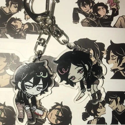Game The Coffin of Andy and Leyley Cosplay Keychain Keyring Kawaii Acrylic 2Pcs/set Key Chain Bag Accessories Ornament Prop