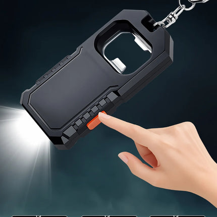 Portable Keychain Mini Flashlight USB C Rechargeable LED Emergency Charging Light Camping Walking Pocket Lamp With Bottle Opener