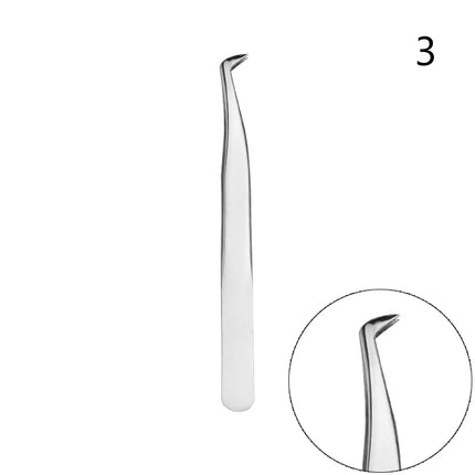1Pc Stainless Steel Curved Tip Lash Extension Tweezers Anti Slip Straight Tweezers High Precision Nail Art Makeup Beauty Tools