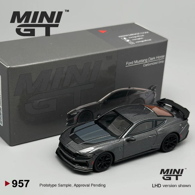 MINIGT 1:64 Ford Mustang Dark Horse 2024 Carbonized Gray MGT Alloy Car Model 957