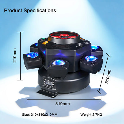 150W Six Arms Moving Head Light Beam Laser Strobe Effect DMX Sound Control DJ Disco Party Wedding KTV Bar Club Stage Light