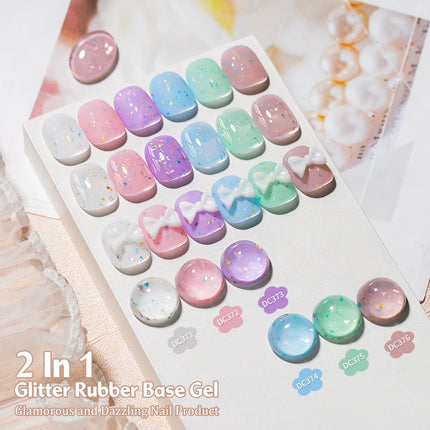 2 In 1 Macaron Color Glitter Rubber Base Gel Nail Polish Semi Permanent Soak off Self Leveling UV LED Gel Varnish Nail Supplies