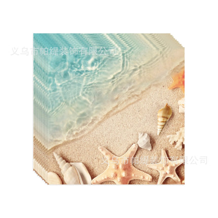 10Guests Wave Ripples Party Disposable Tableware Sea Beach Party DIY Sea Star Shell Summer Birthday Babyshower Supplies