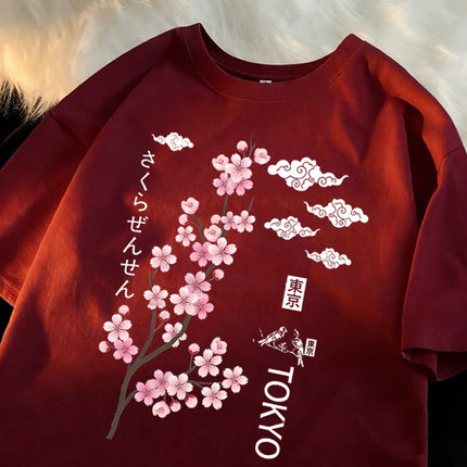 You Can Enjoy Cherry Blossoms From Tokyo T Shirt Men Summer Casual Top Soft Unisex Clothes Loose Cotton Male Colour Short Sleeve