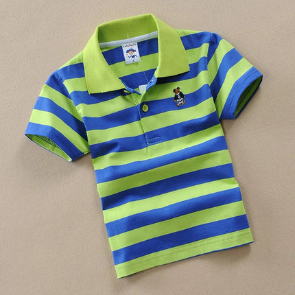 Children's clothing short sleeved T-shirt summer clothes boys and girls striped polo shirt elastic cotton round neck T-shirt 0-1