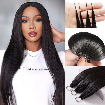 12ABone Straight Crochet Human Hair Feather Knotless Pre-Separated Crochet Hair Extensions Full Head Brazilian Hair For Women