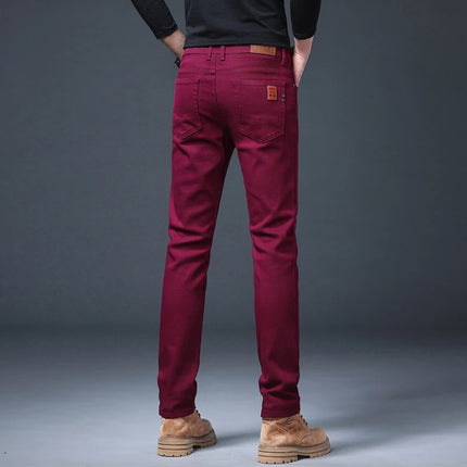 Spring Autumn Men's Stretch Jeans Fashion Straight Slim Pants Classic Brand High Quality Male Business Casual Denim Trousers